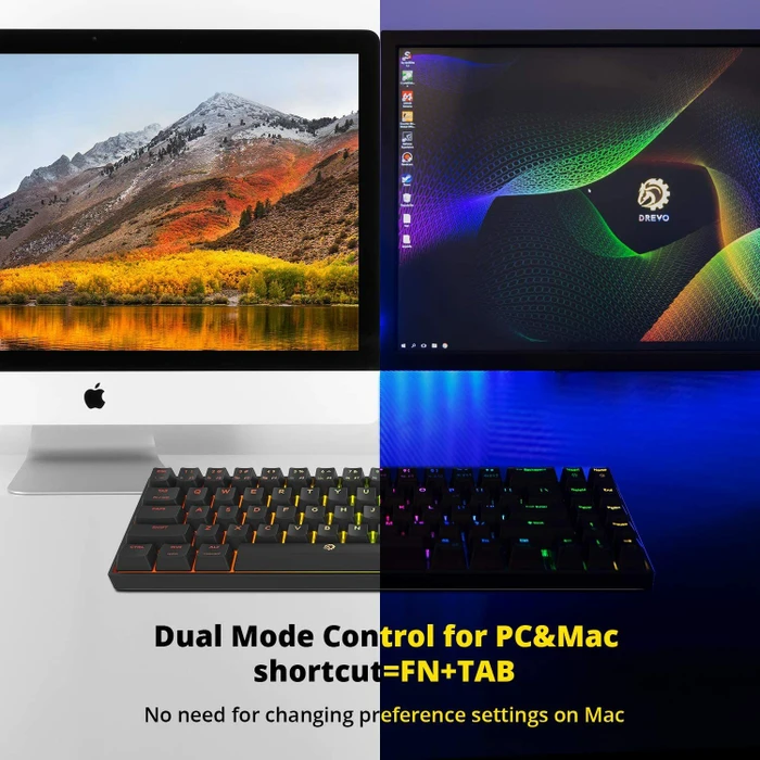 Drevo Calibur V2 TE PC/Mac, LEDs RGB, schwarz, Gaote Outemu BROWN, USB, DE