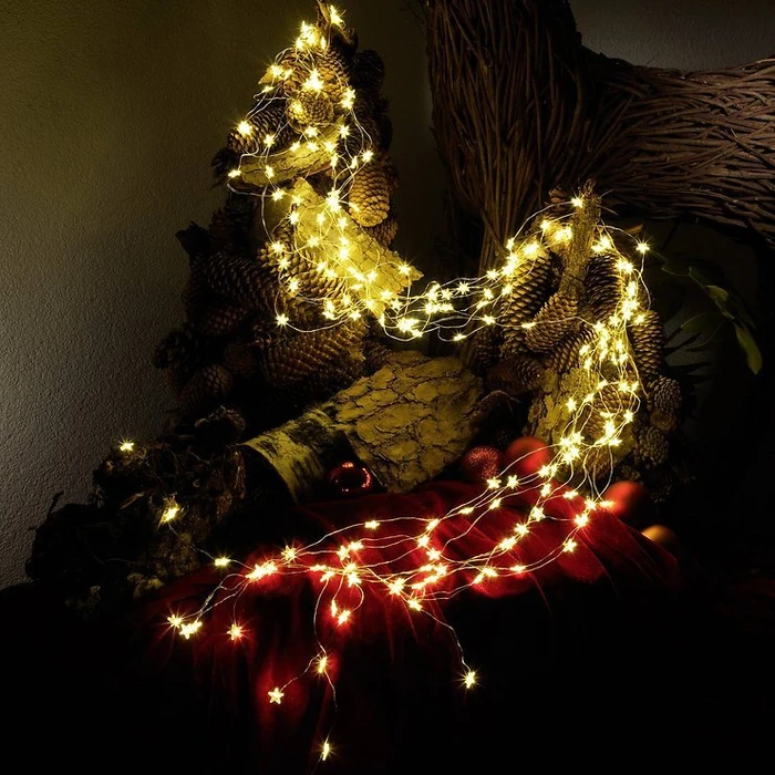 Konstsmide Lichterkette 200 Sterne silber LED 200x warmweiß