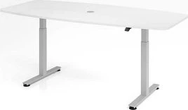 Hammerbacher Ergonomic Aktiv XMST22/W/S elektrisch höhenverstellbarer Konferenztisch 220x103cm weiß/silber