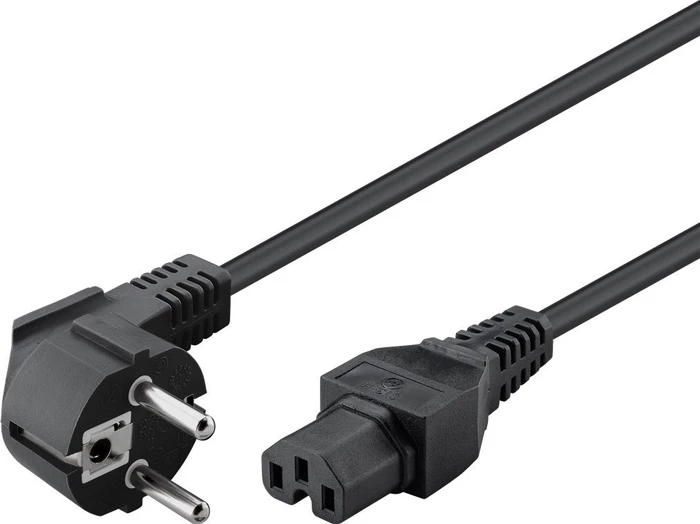 Wentronic Goobay Warmgeräte Netzkabel, Schutzkontakt auf Warmgerätestecker C15, schwarz, 2m