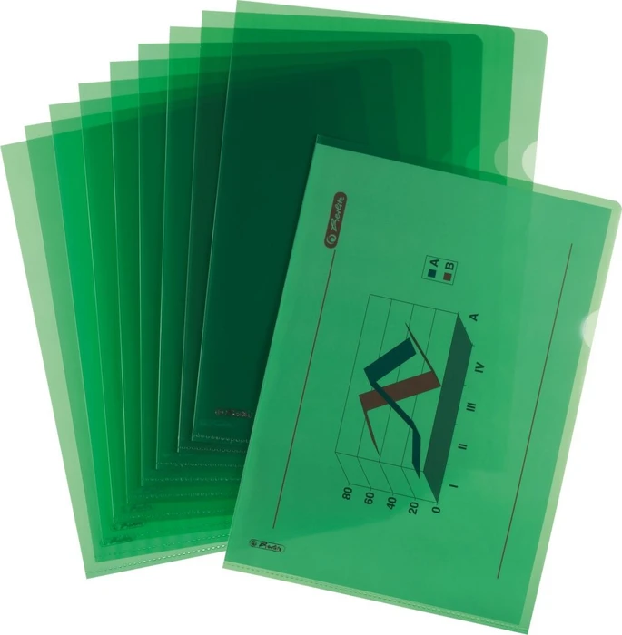 Herlitz Sichthülle für Akten mit Pyramidenprägung, A4, grün/transparent, 10er-Pack