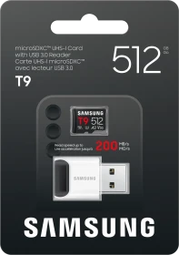 Samsung T9 R200/W130 512GB mit Cardreader, UHS-I U3, A2, Class 10
