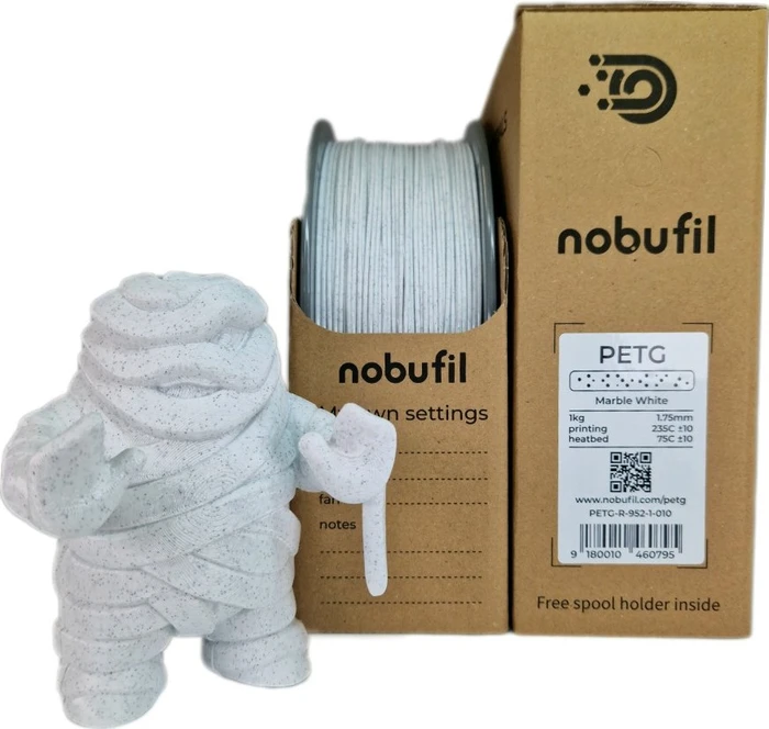 Nobufil PETG, marble white, Spule, 1.75mm, 1.00kg