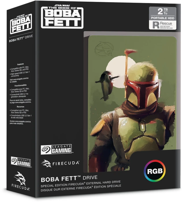 Seagate FireCuda Gaming HDD - Boba Fett Special Edition, 2TB, +Rescue, USB 3.0 Micro-B