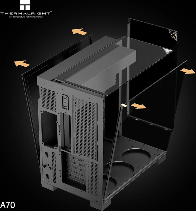Thermalright A70 Black, schwarz, Glasfenster