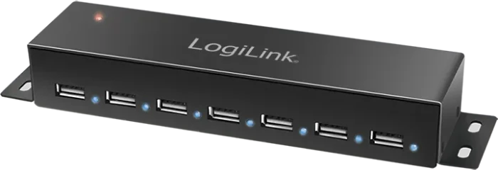 LogiLink Wallmount USB-Hub, 7x USB-A 2.0, USB Mini-B 2.0 [Buchse]
