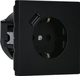 Jung SCHUKO-Steckdose mit USB-Ladegerät Safety+, graphitschwarz matt