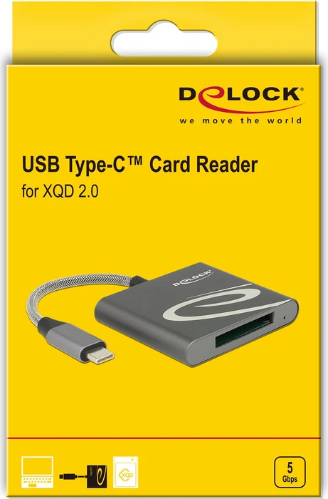 DeLOCK Card Reader für XQD 2.0 Speicherkarten, USB-C 3.0 [Stecker]