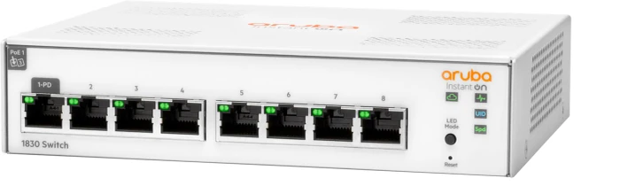 HPE Aruba Instant On 1830 Desktop Gigabit Smart Switch, 8x RJ-45, PoE PD