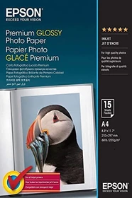 Epson Premium Glossy Fotopapier glänzend weiß, A4, 255g/m², 15 Blatt
