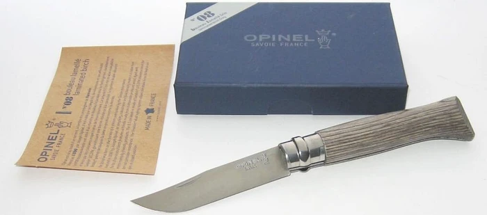 Opinel No. 8 Inox Taschenmesser laminierte Birke grau