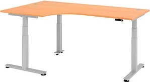 Hammerbacher Ergonomic Aktiv XDSM82/6/S elektrisch höhenverstellbarer Sitz-Steh-Schreibtisch 200x120cm Buche/silber