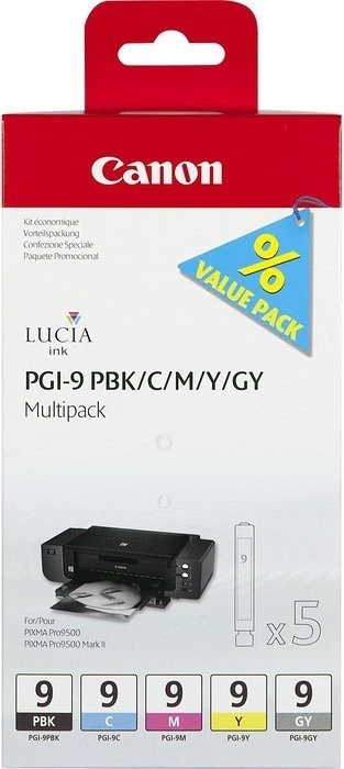 Canon Tinte PGI-9PBK/C/M/Y/GY Multipack