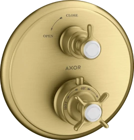 Hansgrohe Axor Montreux Thermostat Unterputz mit Kreuzgriff und Absperrventil brushed gold optic