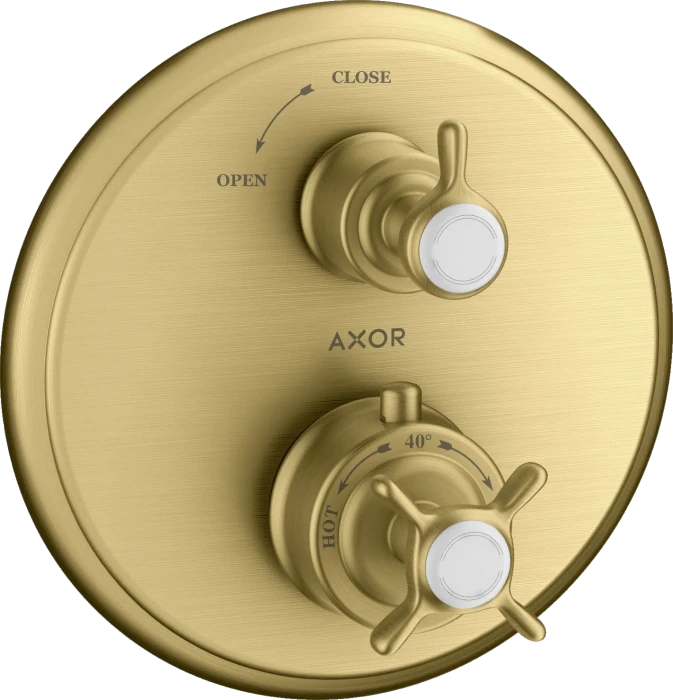 Hansgrohe Axor Montreux Thermostat Unterputz mit Kreuzgriff und Absperrventil brushed gold optic