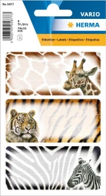 Herma Buchetiketten Afrikanische Tiere, 76x35mm, mehrfarbig, 3 Blatt (9 Etiketten)