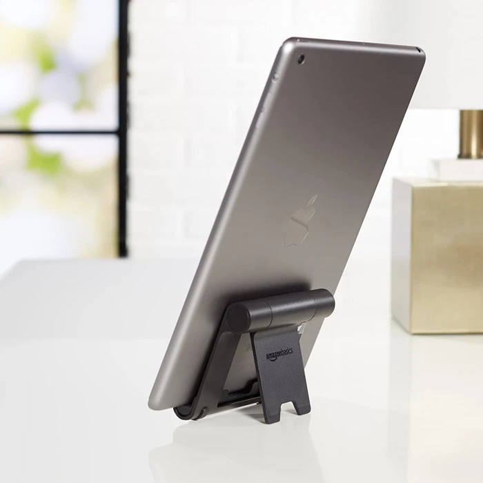 AmazonBasics tragbarer verstellbarer Ständer, Tablet-Stand 4-10", schwarz