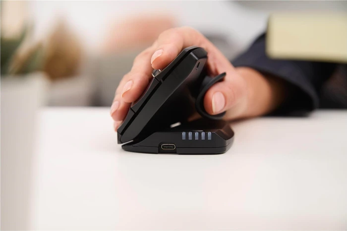 Contour Design UniMouse kabellose Vertikale Maus, schwarz matt, Linkshänder, USB/Bluetooth