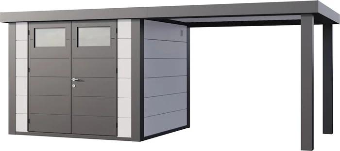 Telluria Classico 2724 Gerätehaus inkl. Anbau 2.84m rechts weiß/grau