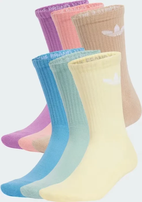 adidas Trefoil Cushion Crew Socken light blue/almost yellow/preloved purple/magic beige, 6 Paare