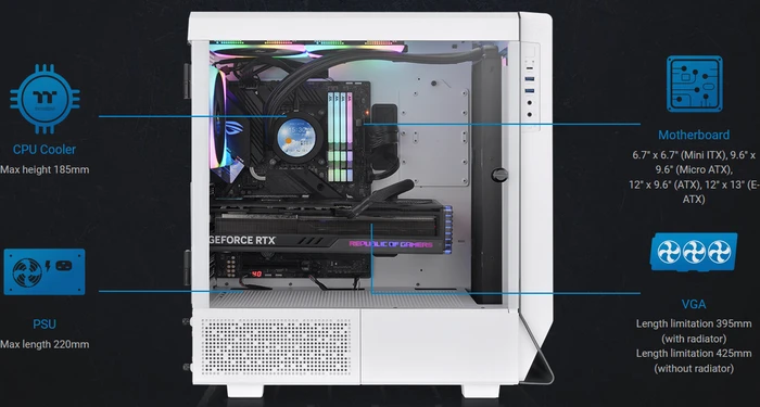 Thermaltake Ceres 500 TG ARGB Snow Edition, weiß, Glasfenster