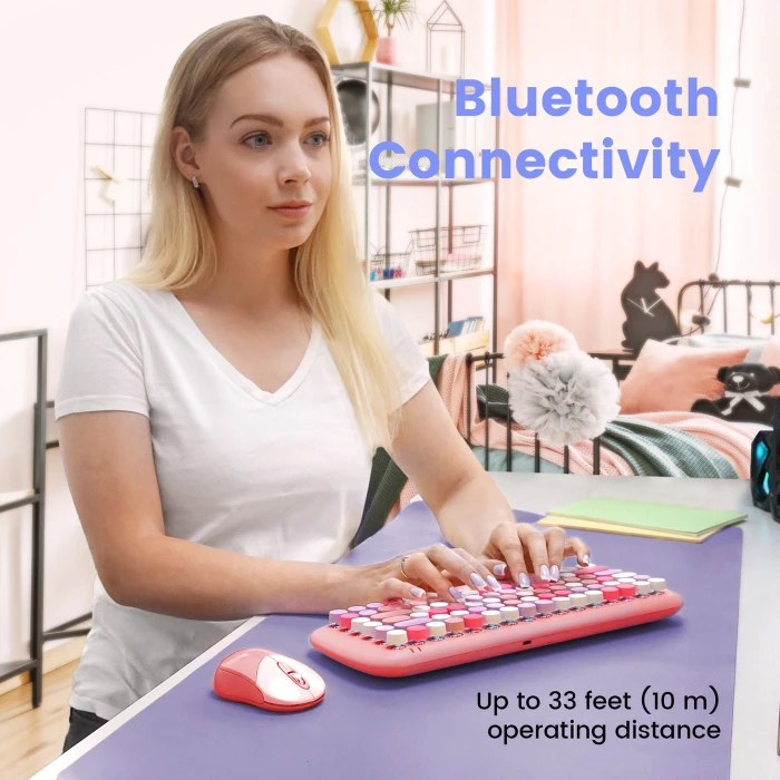 Perixx PERIMICE-802 Mini Bluetooth Maus Pink/Rosa, Bluetooth