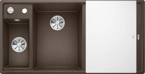 Blanco Axia III 6 S InFino Becken links mit Ablauffernbedienung cafe inkl. Glasschneidebrett