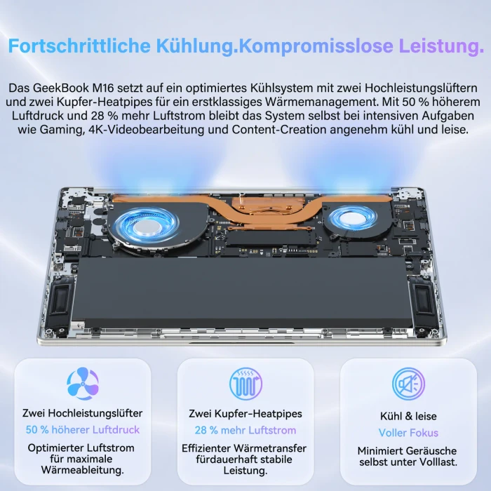 Geekom GeekBook M16, grau, Core Ultra 9 185H, 16GB RAM, 512GB SSD, DE