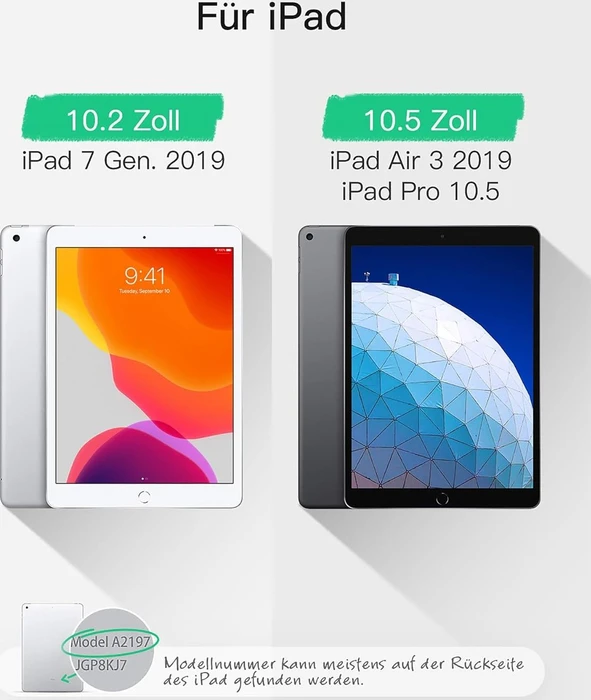 Inateck Ultraleicht Tastatur für iPad 7/iPad 8/iPad 9, iPad Air 3, iPad Pro 10.5, schwarz, DE