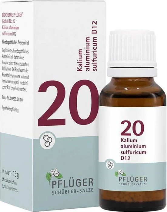 Schüßler-Salze 20 Kalium aluminium sulfuricum D12 Globuli, 15g