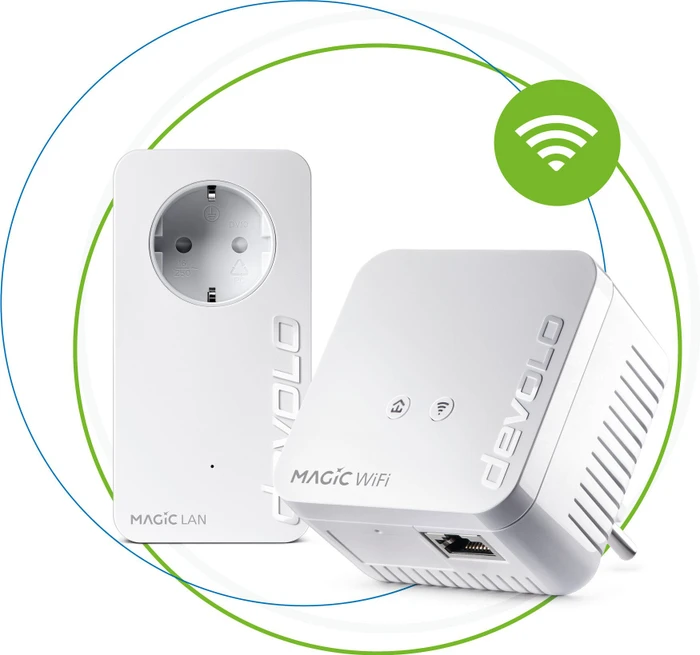 devolo Magic 1 WiFi Mini Starter Kit, Powerline/WLAN-Access Point und Powerline-Adapter Set, 2er-Bundle