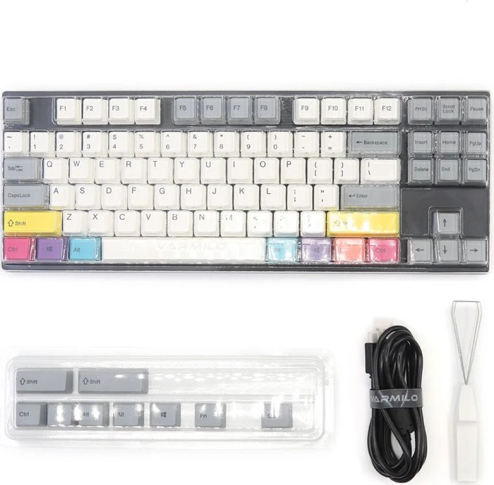 Varmilo VEA87, CMYK, TKL, LEDs weiß, MX BROWN, USB, US