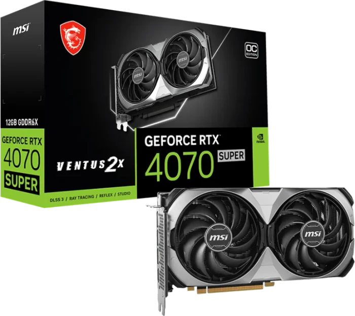 MSI GeForce RTX 4070 SUPER 12G Ventus 2X OC, 12GB GDDR6X, HDMI, 3x DP
