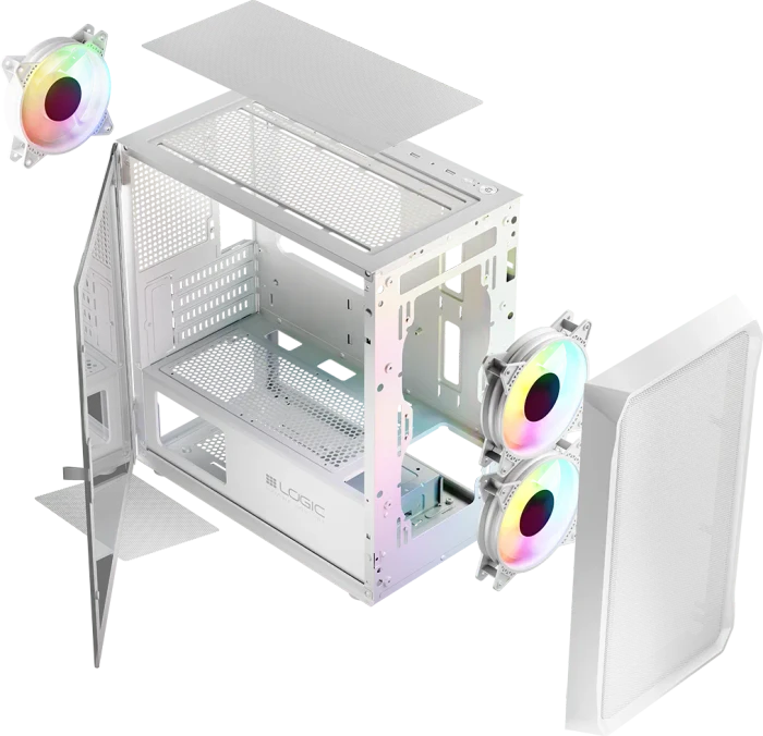 Logic Concept Portos ARGB Mini White, Glasfenster