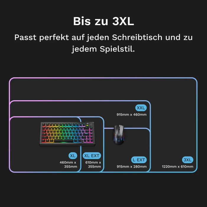 Glorious GMP 2 GLED RGB Gaming Mauspad Large Extended, 915x280mm, schwarz