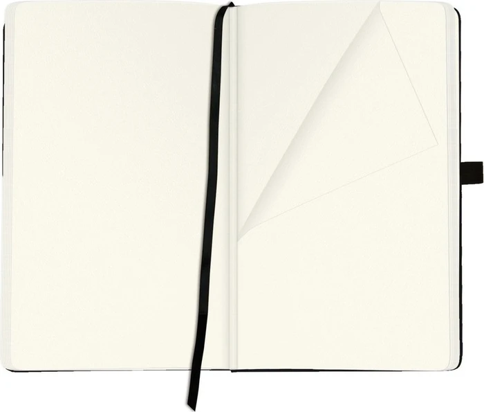Herlitz Classic Notizbuch, A5, glatt, Kunstleder-Cover, schwarz, 96 Blatt