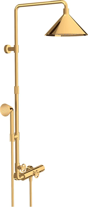 Hansgrohe Axor Showers/Front Showerpipe mit Thermostat und Kopfbrause 240 2jet polished gold optic