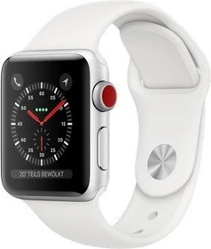 Apple Watch Series 3 (GPS + Cellular) Aluminium 38mm silber mit Sportarmband weiß