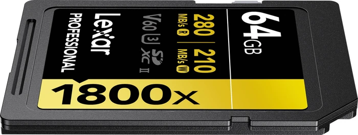 Lexar Professional 1800x Gold Series R280/W210 64GB, UHS-II U3, Class 10