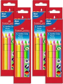 Faber-Castell Jumbo Grip neon Buntstift sortiert, Kartonetui, 5er-Set