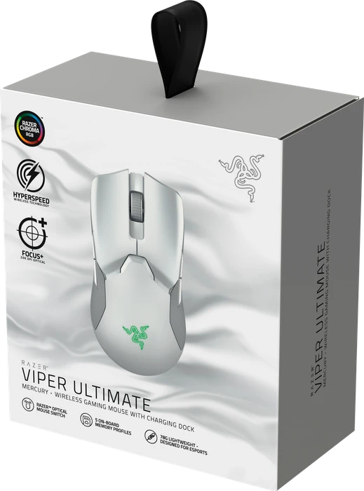 Razer Viper Ultimate mit Ladestation, Mercury White, USB