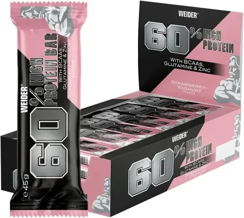 Weider 60% Protein Bar Strawberry Yoghurt 1.08kg (24x 45g)