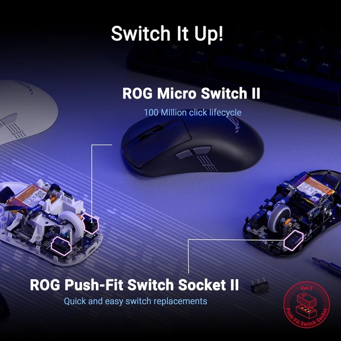 ASUS ROG Keris II Origin Wireless Moonlight White, USB/Bluetooth