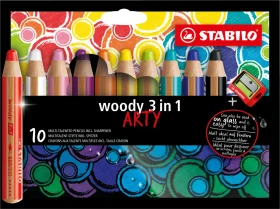 STABILO Woody 3in1 Arty Wachsmalstift sortiert, 10er-Set