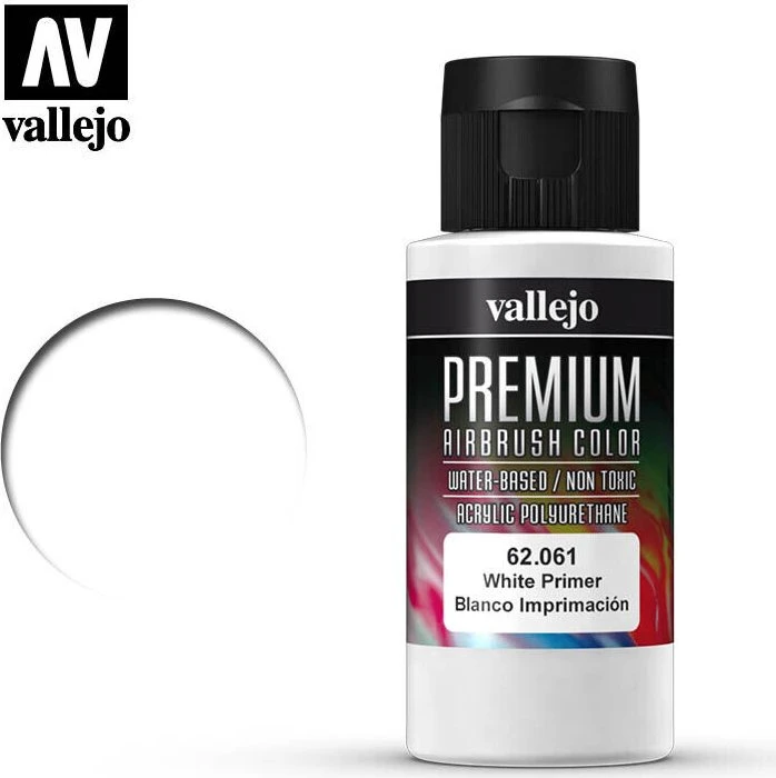 Vallejo Premium Color white primer, 60ml (62.061)