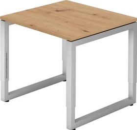 Hammerbacher Ergonomic Plus R-Serie RS08/R/S Schreibtisch 80x80cm Asteiche/silber