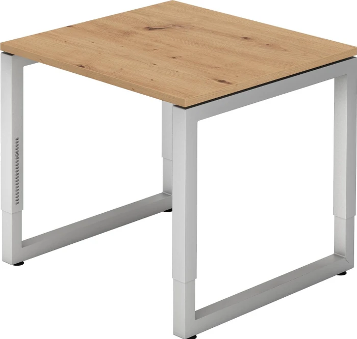 Hammerbacher Ergonomic Plus R-Serie RS08/R/S Schreibtisch 80x80cm Asteiche/silber