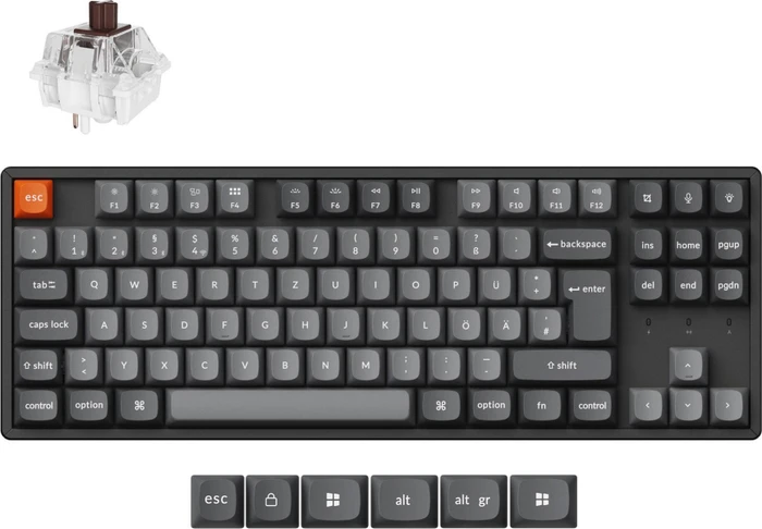 Keychron K8 Max, TKL, schwarz/grau, LEDs RGB, hot-swap, Keychron Super BROWN, USB/Bluetooth, DE