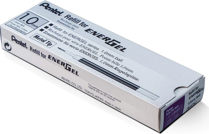 Pentel EnerGel Roller Pen LR10-VX Tintenrollermine 0.5mm (1mm Ball) violett, 12er-Pack