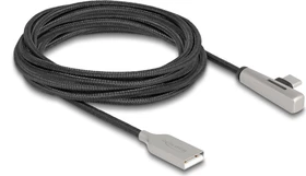 DeLOCK Adapterkabel, USB 2.0, 480Mb/s, 60W QC 3.0, USB-C [Stecker] auf USB-A [Buchse], gewinkelt, schwarz, 3m (80768)